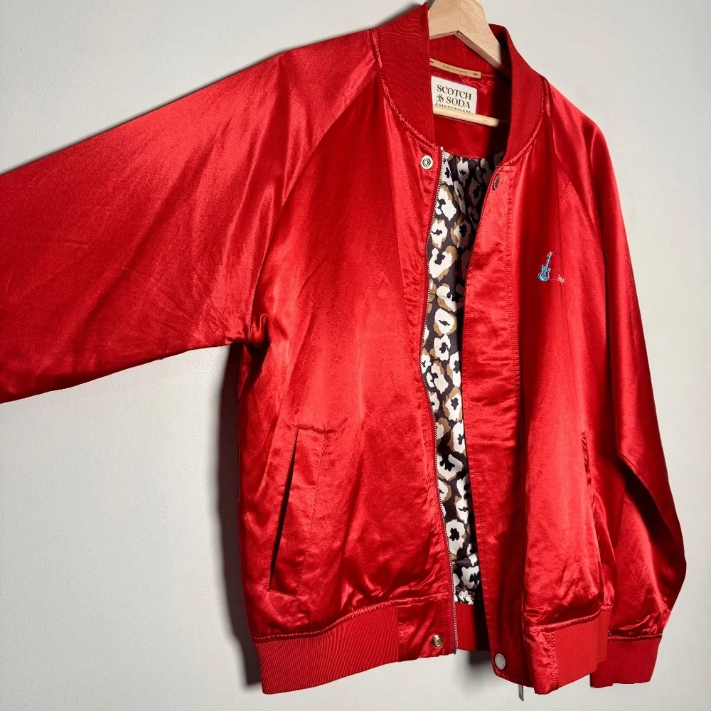 Scotch & Soda Amsterdam Souvenir Red Bomber Jacket Sz M